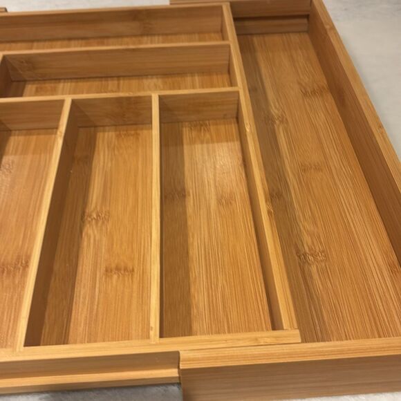 Bamboo silverware, organizer, expandable large - Picture 6 of 7